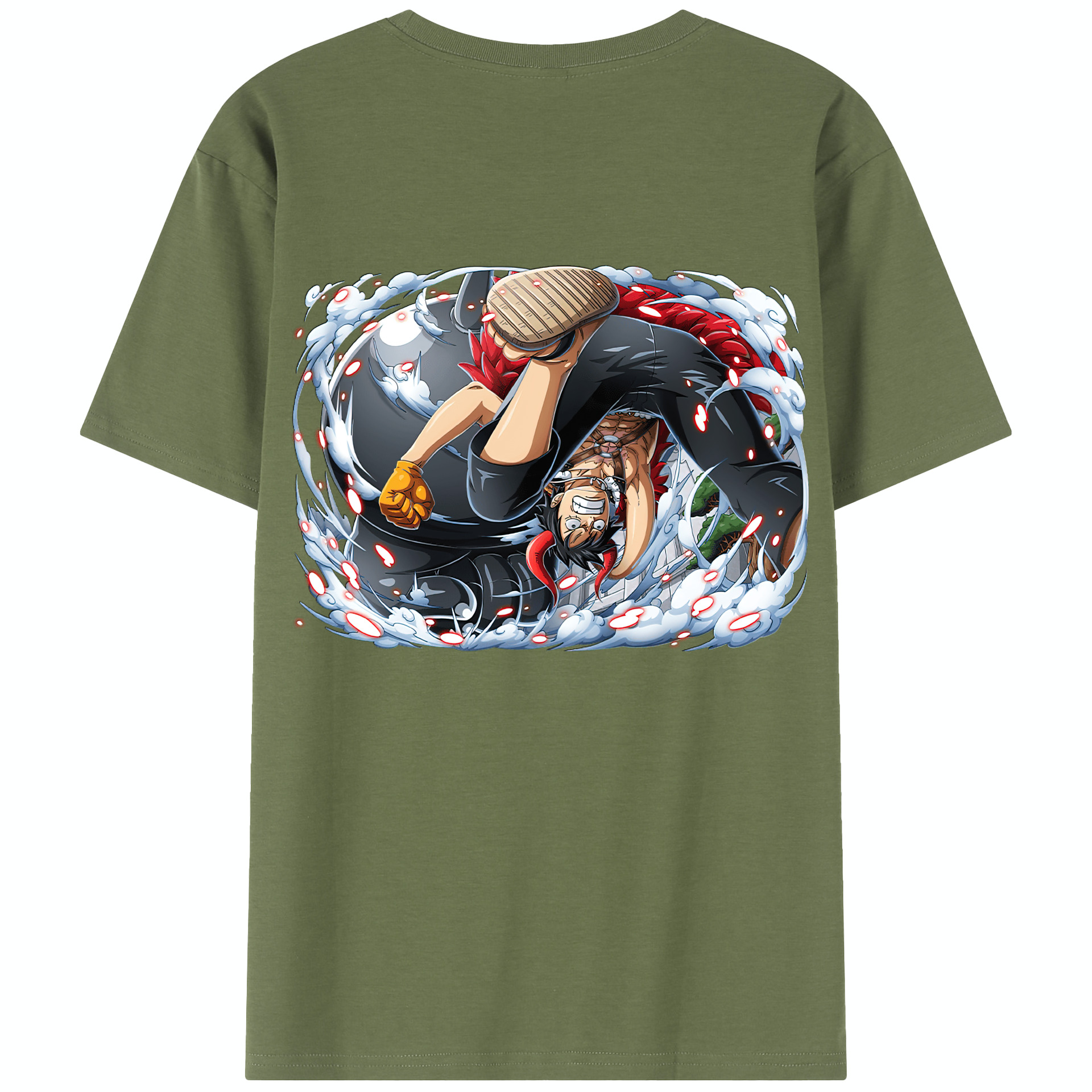 ワンピース モンキー・D・ルフィ ONE PIECE Monkey D. Luffy 綿100％半袖Tシャツ（背面プリント）